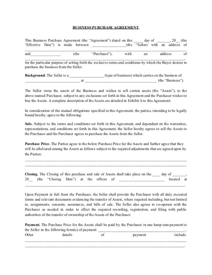 Business Purchase Agreement