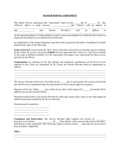 Master Service Agreement
