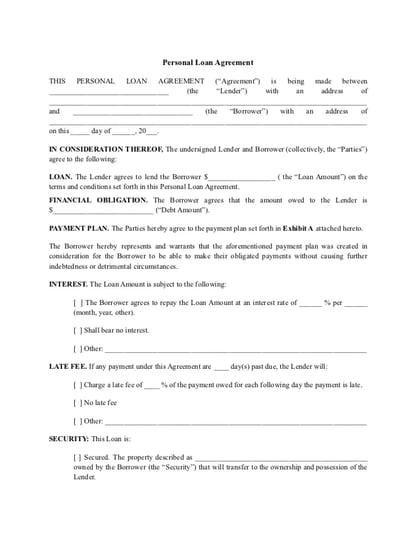 Personal Load Agreement
