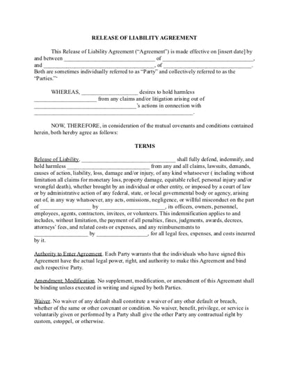 Release of Liability