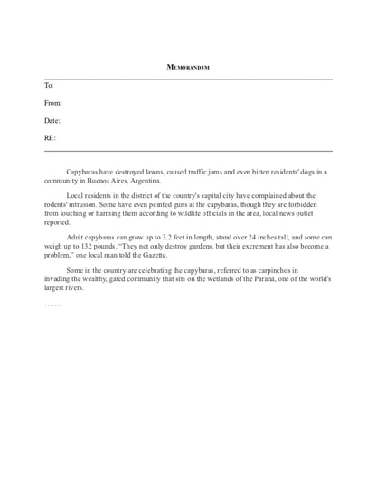 Sample Memorandum