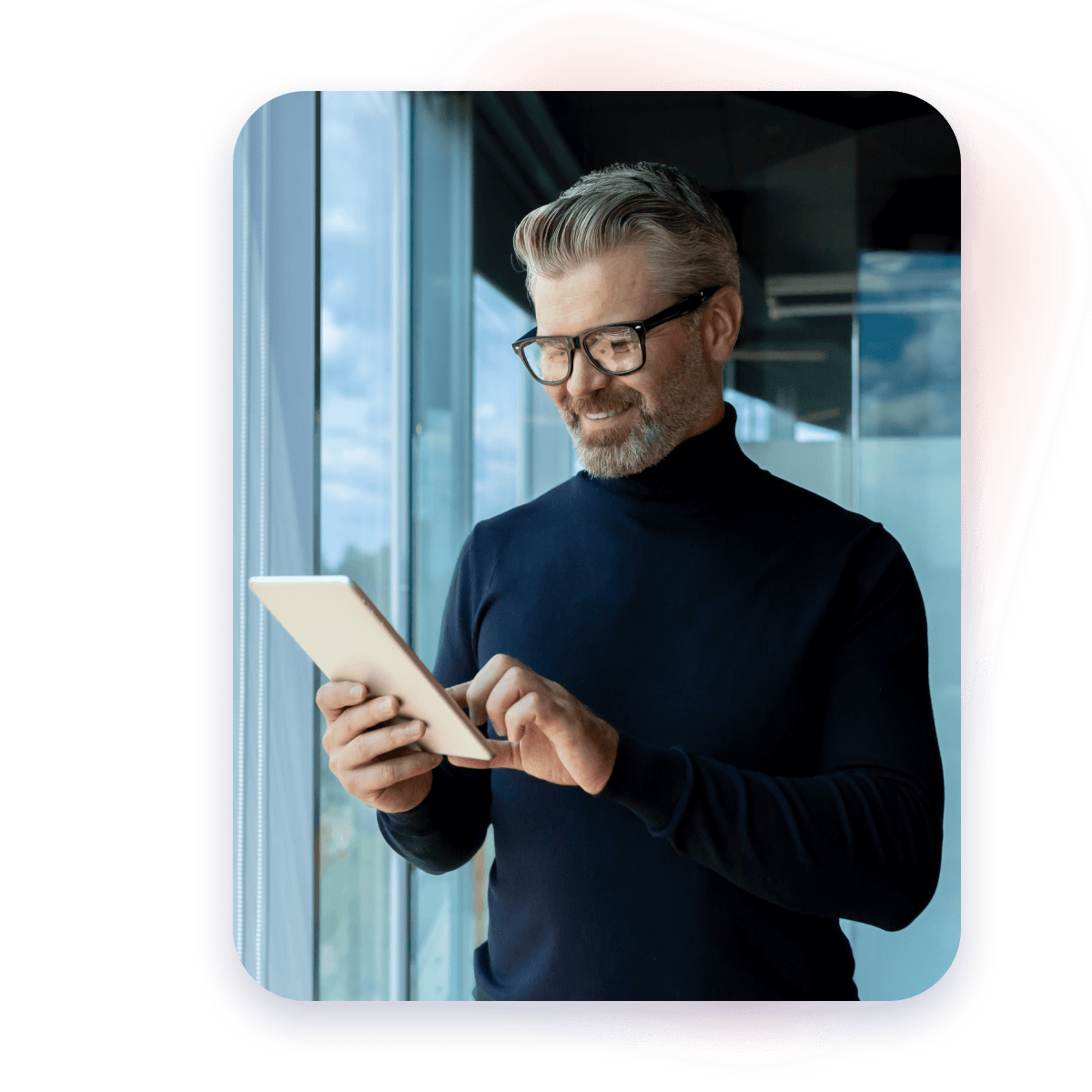 man using tablet