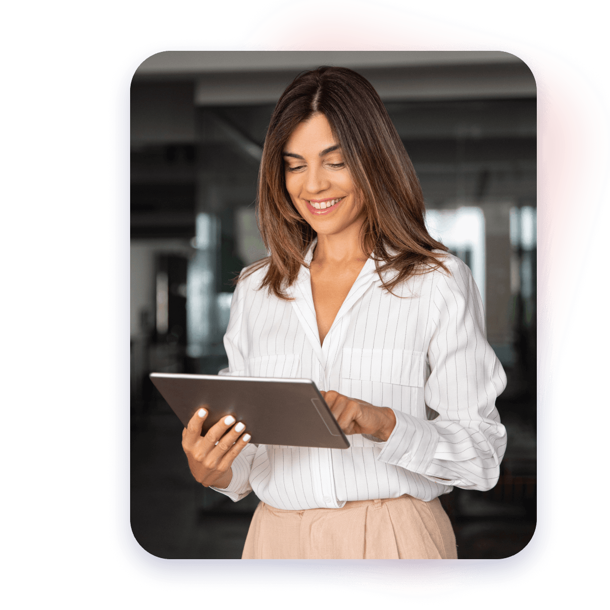 woman using tablet