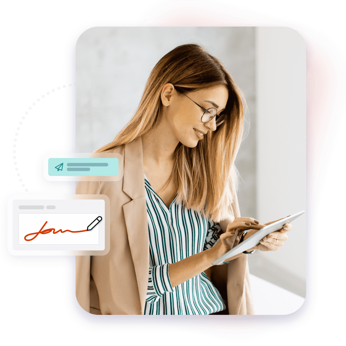 Image of a woman using a tablet